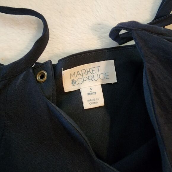 Market & Spruce SP Romper Navy Blue Shorts Cutout Snap Back Spaghetti Strap - Picture 7 of 11